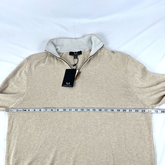 New Mens Magaschoni 1/4 Zip Pullover Sweater Size XL NWT Cotton Acrylic Tan - Picture 5 of 7